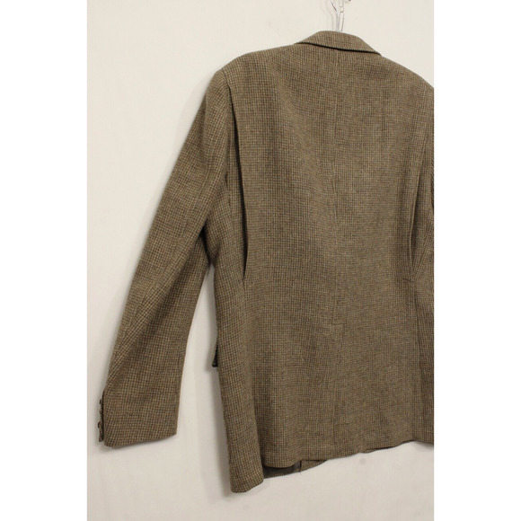 Sterling Hunt Blazer Men 42 100% Pure Virgin Wool Houndstooth Tweed Tan VTG - Picture 10 of 14